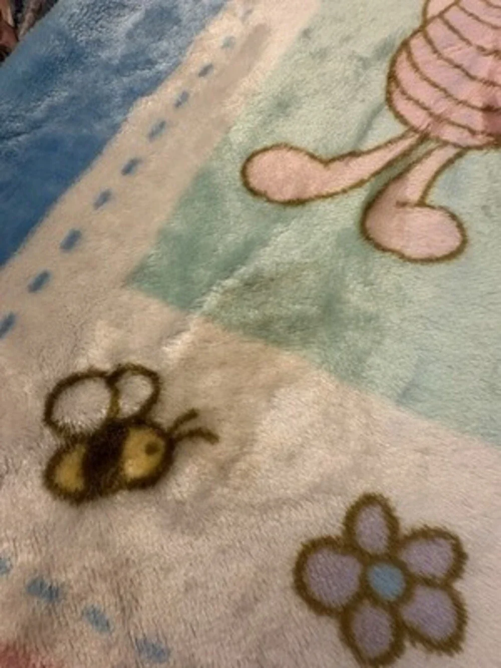 Vintage Rare Disney Winnie the Pooh & Piglet Blanket Throw, Blue Multicolor